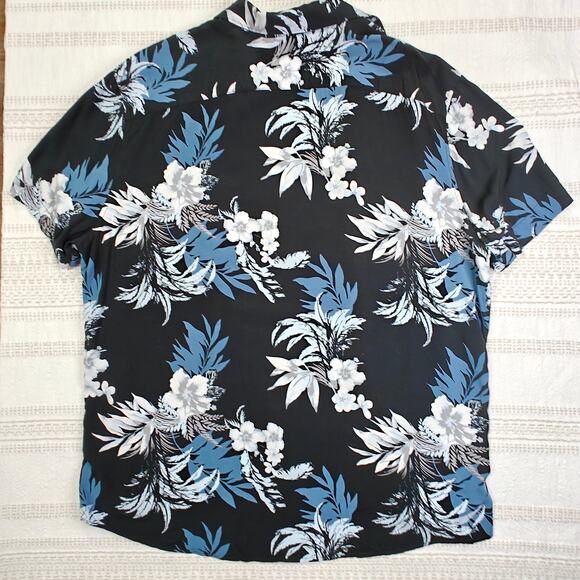 Cubavera Black Blue White Floral Tropical Button-Up Shirt Men’s XL - Picture 2 of 6